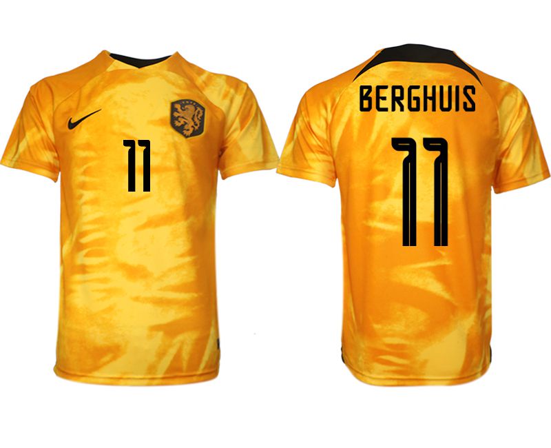 Men 2022 World Cup National Team Netherlands home aaa version yellow #11 Soccer Jerseys